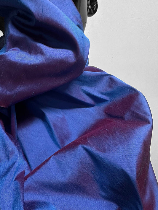 2 1/8 Yards Iridescent Silk Dupioni Red Sky - L'Etoffe Fabrics LLC