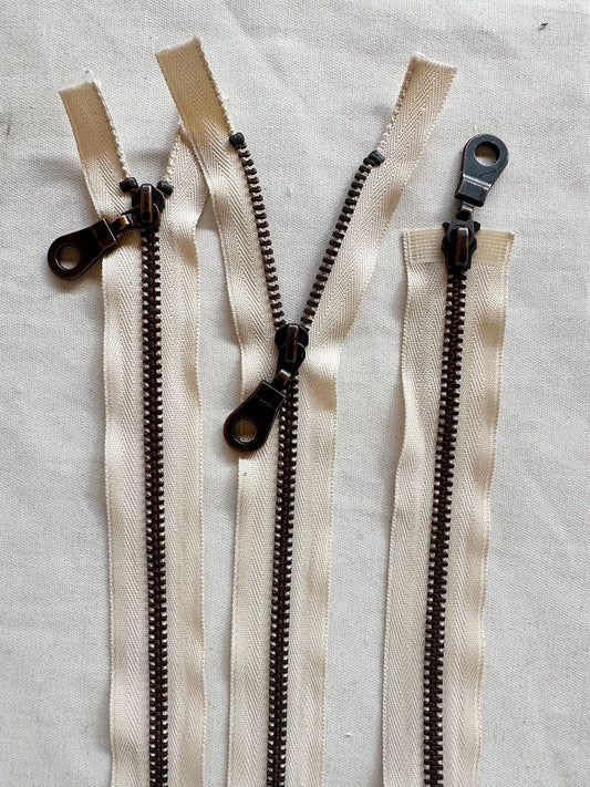 2 Way Jacket Zipper Antique Brass - L'Etoffe Fabrics LLC