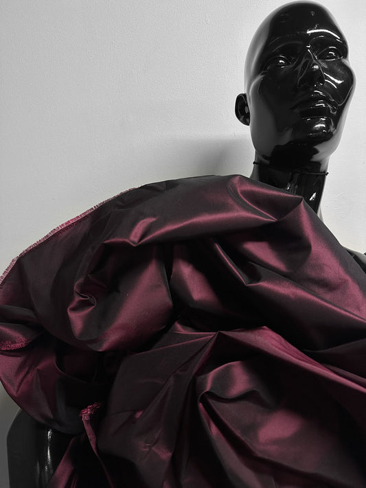 2 Yards 20" Silk Slubless Dupioni Cabernet - L'Etoffe Fabrics LLC