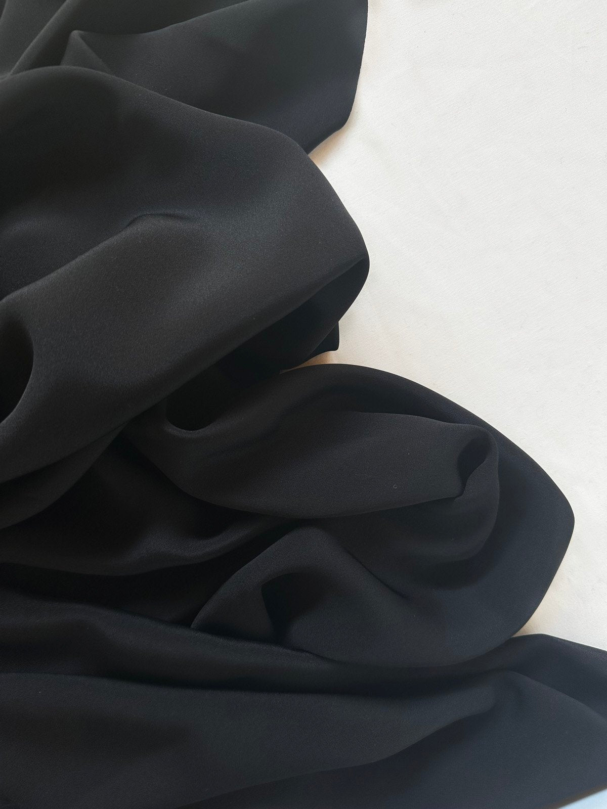 2 Yards Black 4 Ply Silk Crepe De Chine - L'Etoffe Fabrics LLC