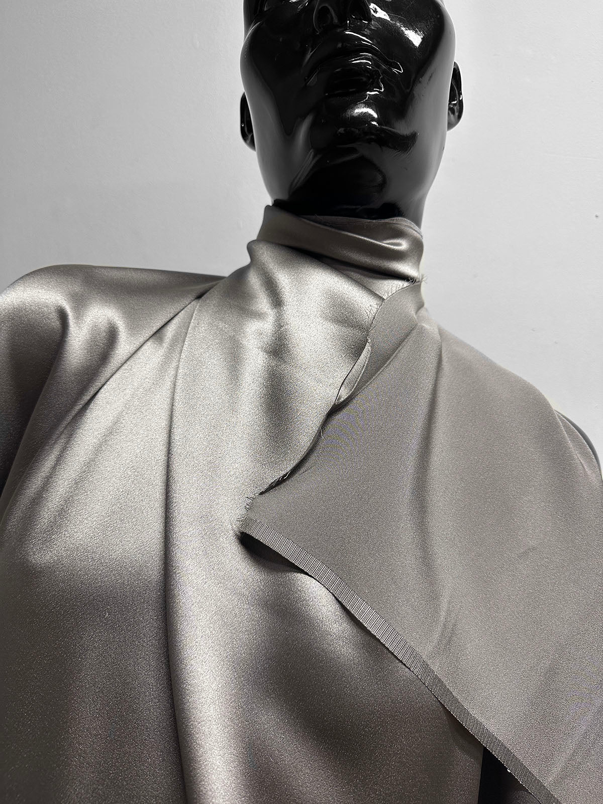 3 1/2 Yards Pewter 4 Ply Satin Back Silk Crepe - L'Etoffe Fabrics LLC