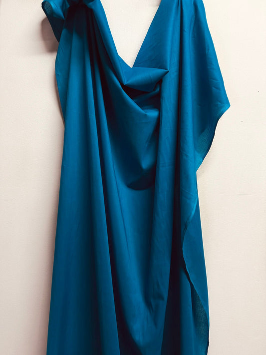 5 Yards Bright Blue Sky Blue Cotton Voile - L'Etoffe Fabrics LLC