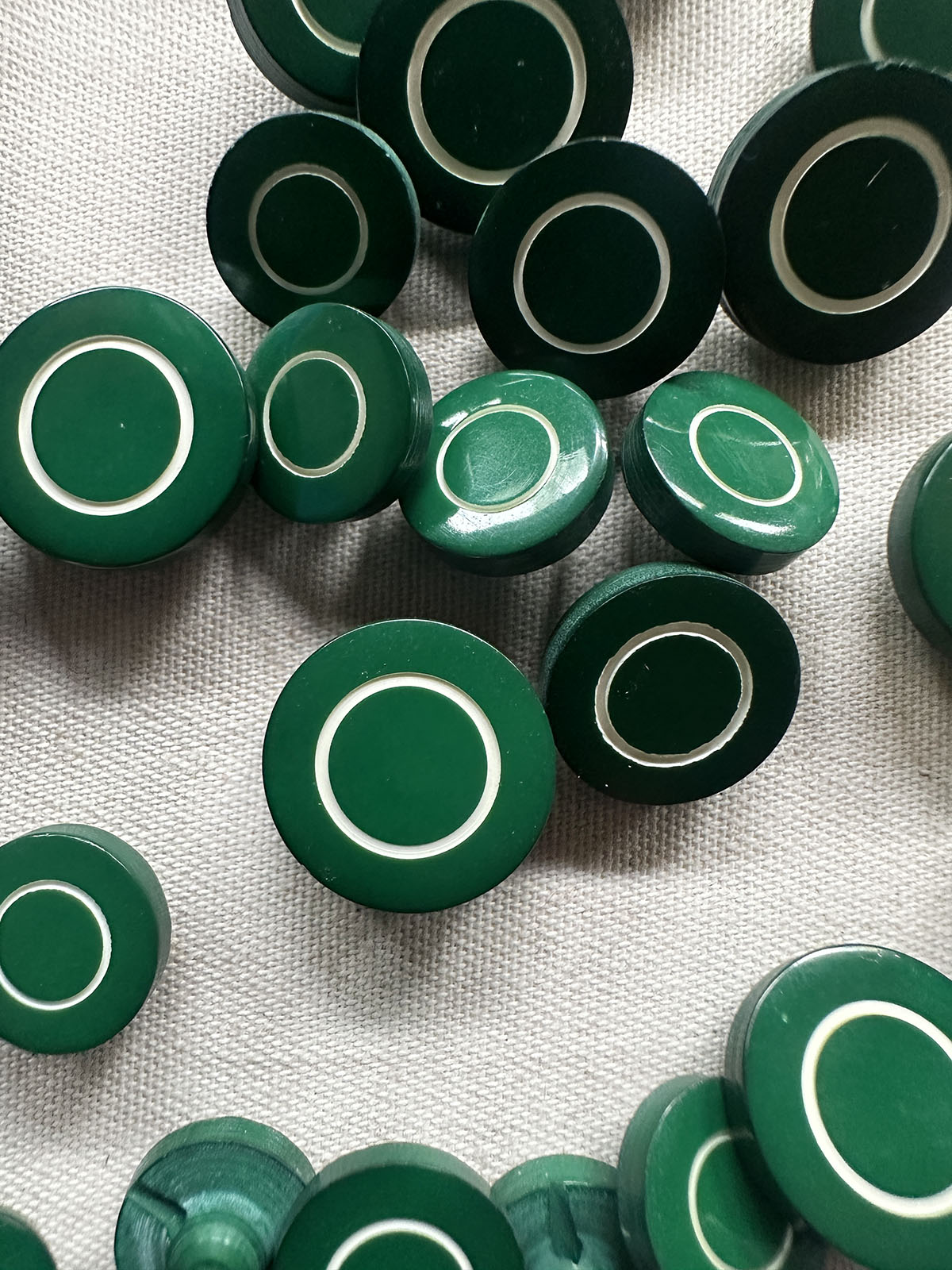 Italian Vintage Green with White Inner Ring Buttons