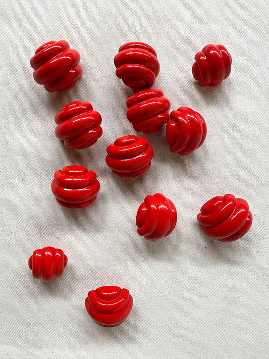 Vintage Italian Red Glossy Futurist Buttons