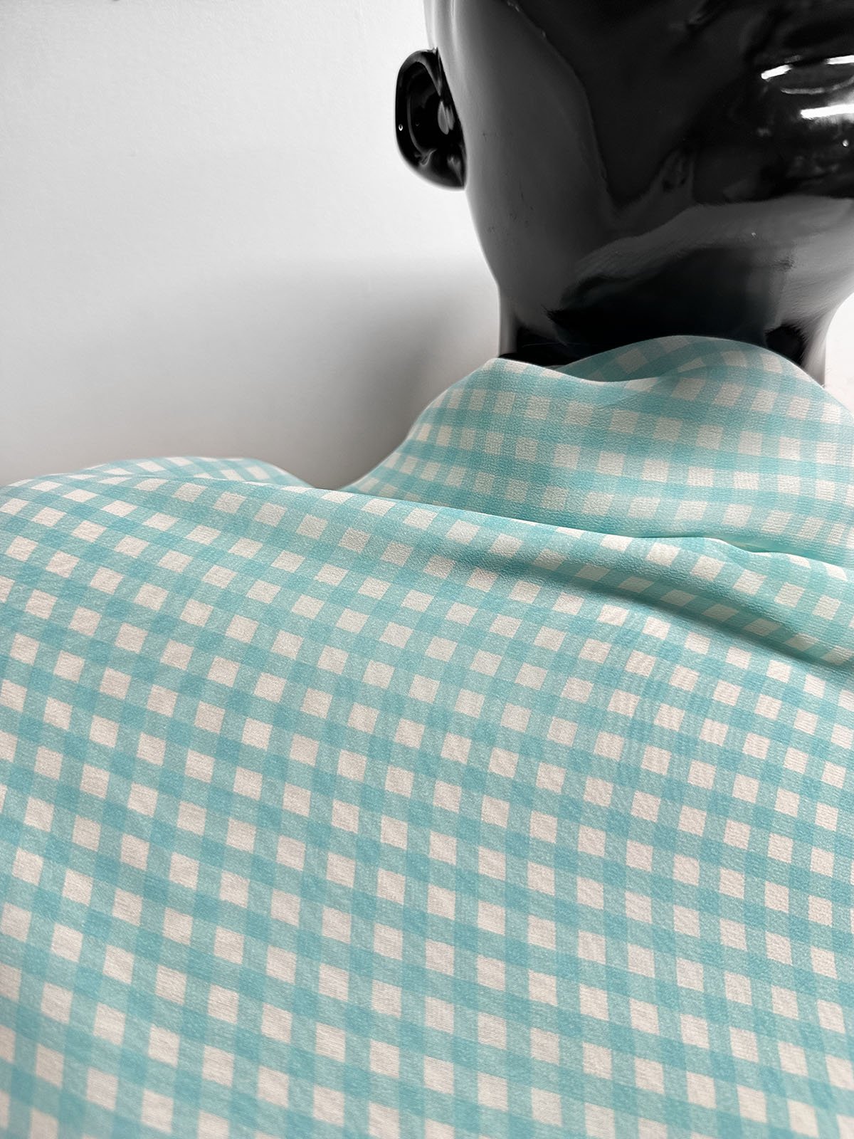 Aqua Silk Gingham Georgette - L'Etoffe Fabrics LLC