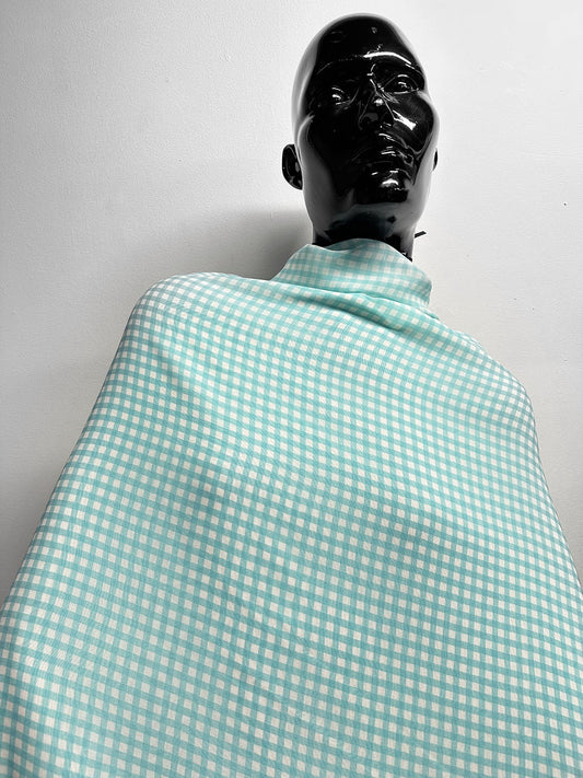 Aqua Silk Gingham Georgette - L'Etoffe Fabrics LLC