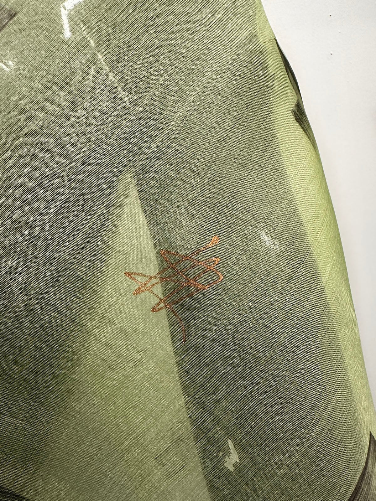 Artisanal Handprinted Silk Organza Lime - L'Etoffe Fabrics LLC