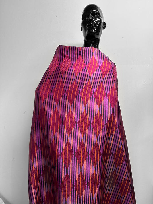 Aztec Satin Striped Jacquard - Fuschia - L'Etoffe Fabrics LLC