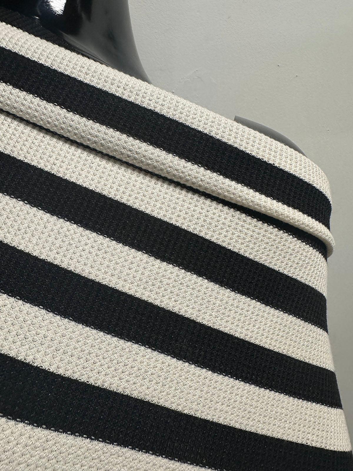 Black Ivory Striped Waffle Weave - L'Etoffe Fabrics LLC