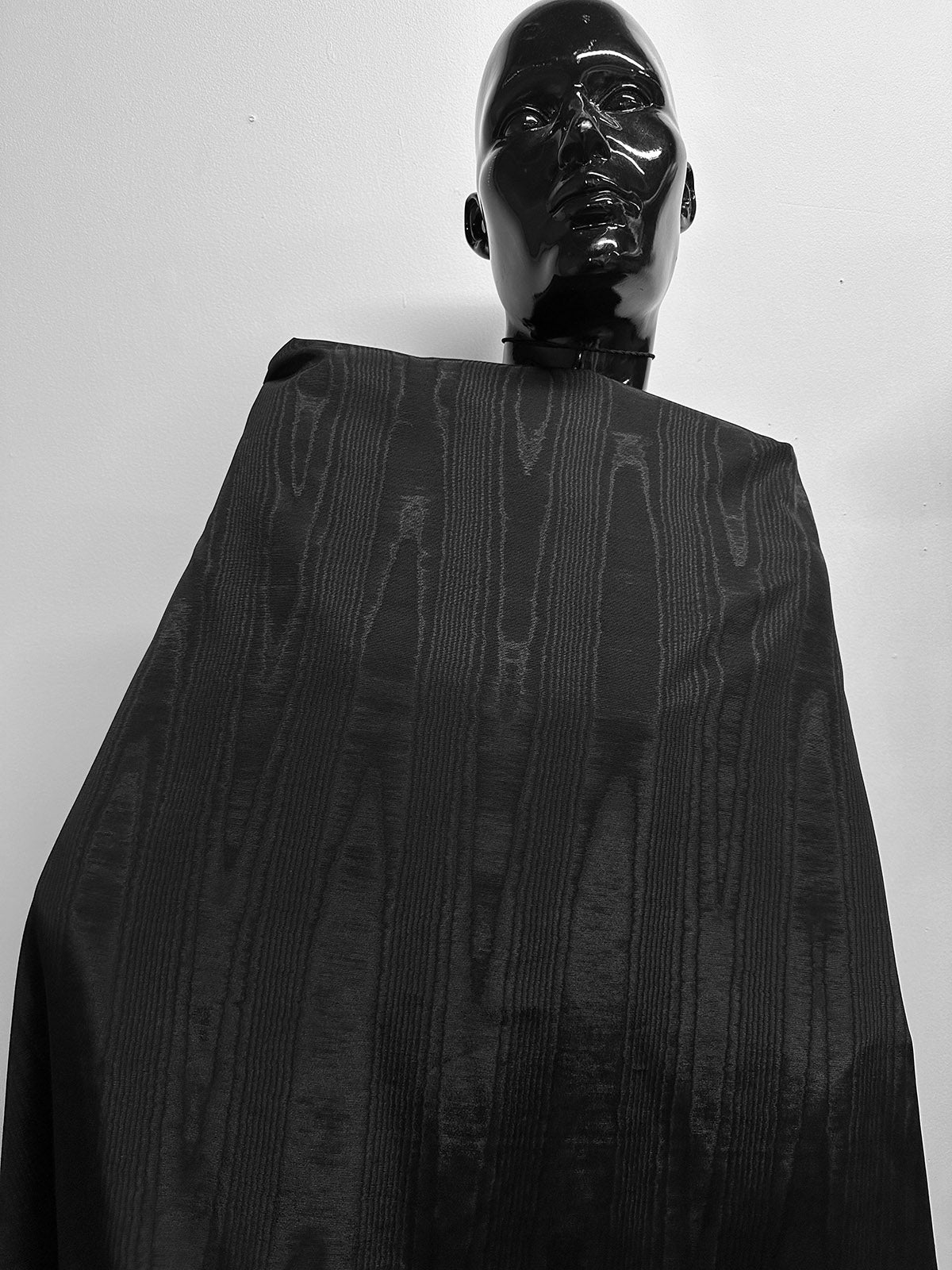Black Moiré Faille Cotton Rayon - L'Etoffe Fabrics LLC