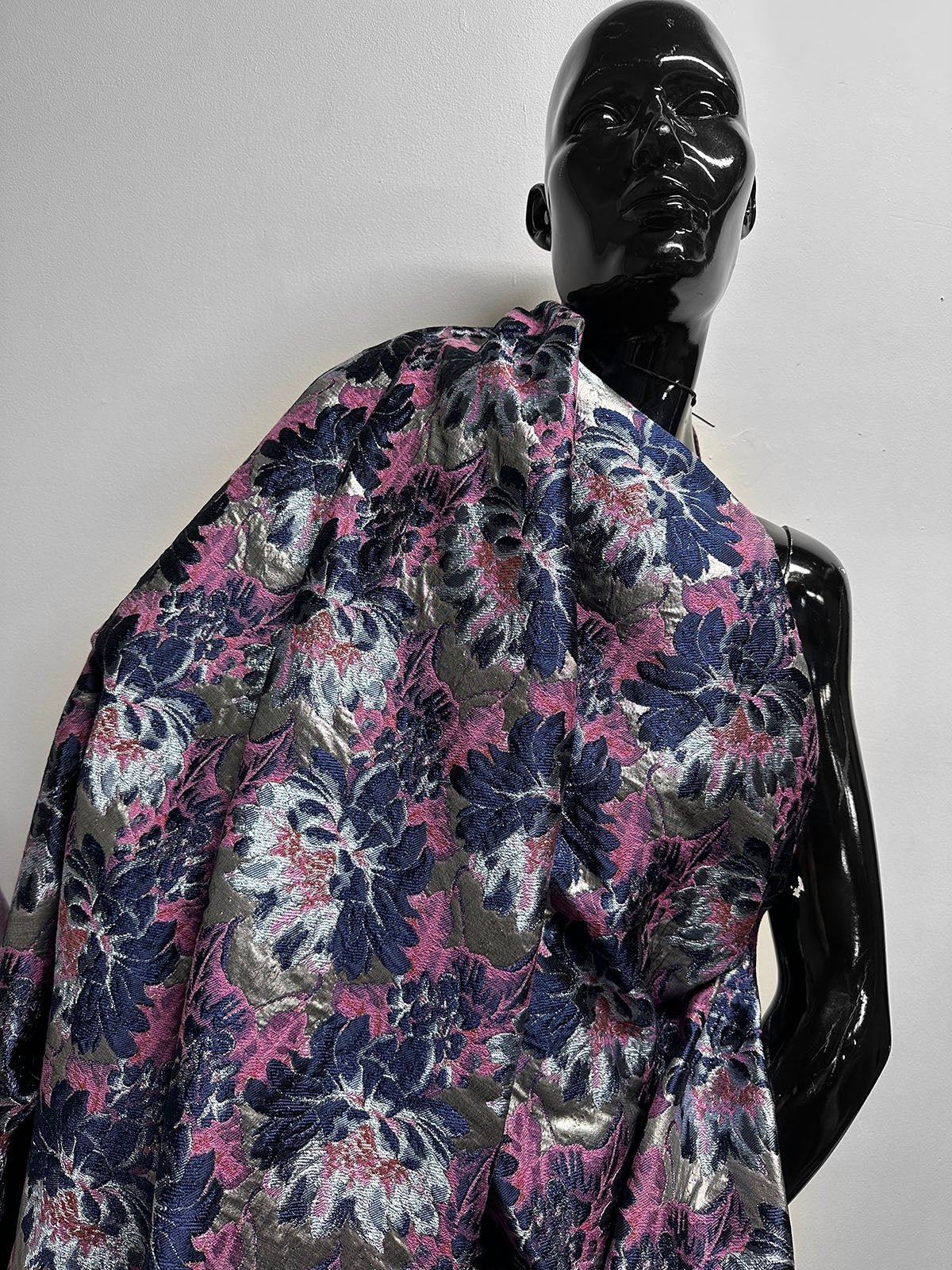 Blue Floral Brocade - L'Etoffe Fabrics LLC