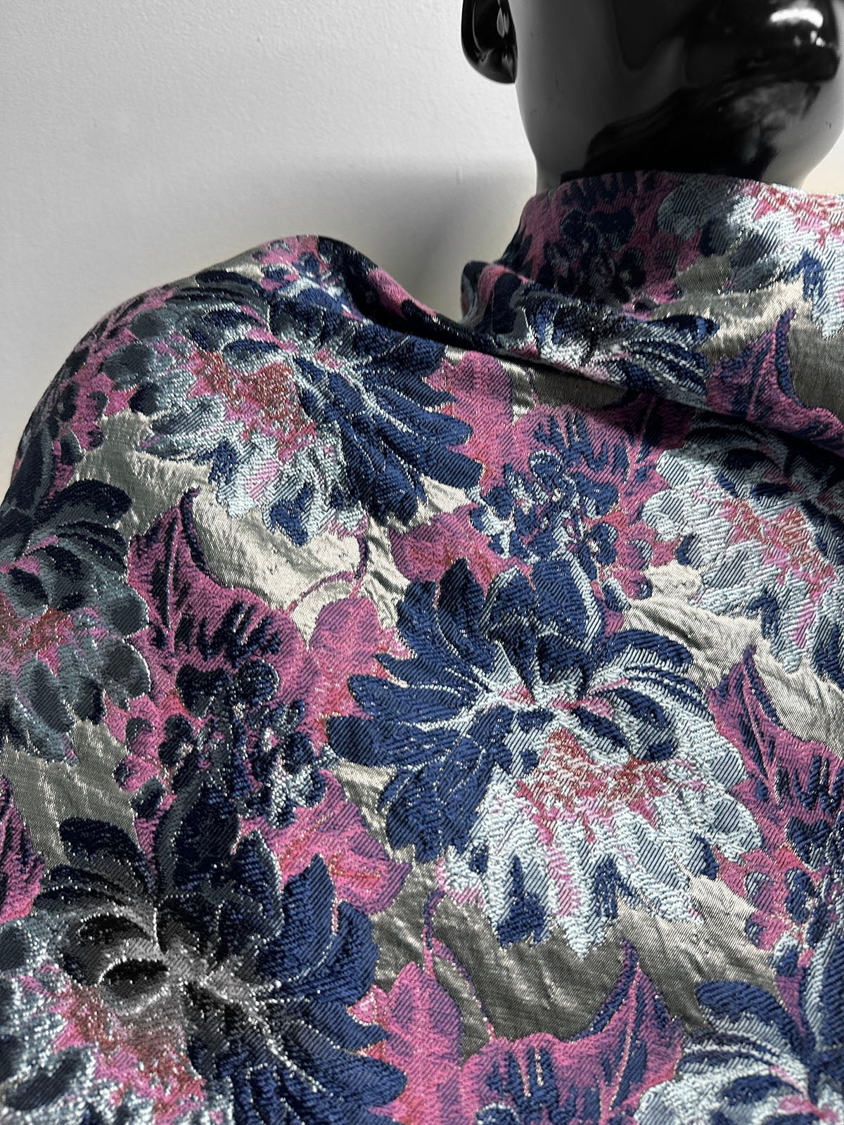 Blue Floral Brocade - L'Etoffe Fabrics LLC
