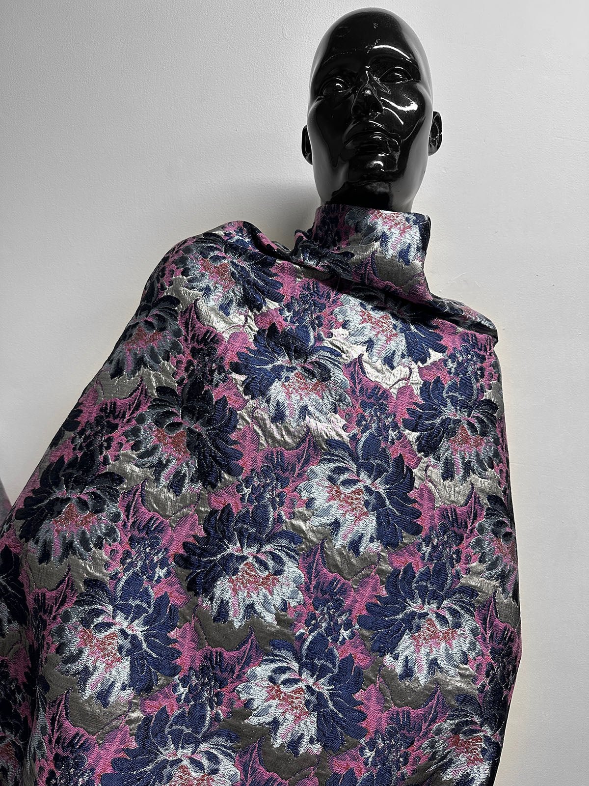 Blue Floral Brocade - L'Etoffe Fabrics LLC