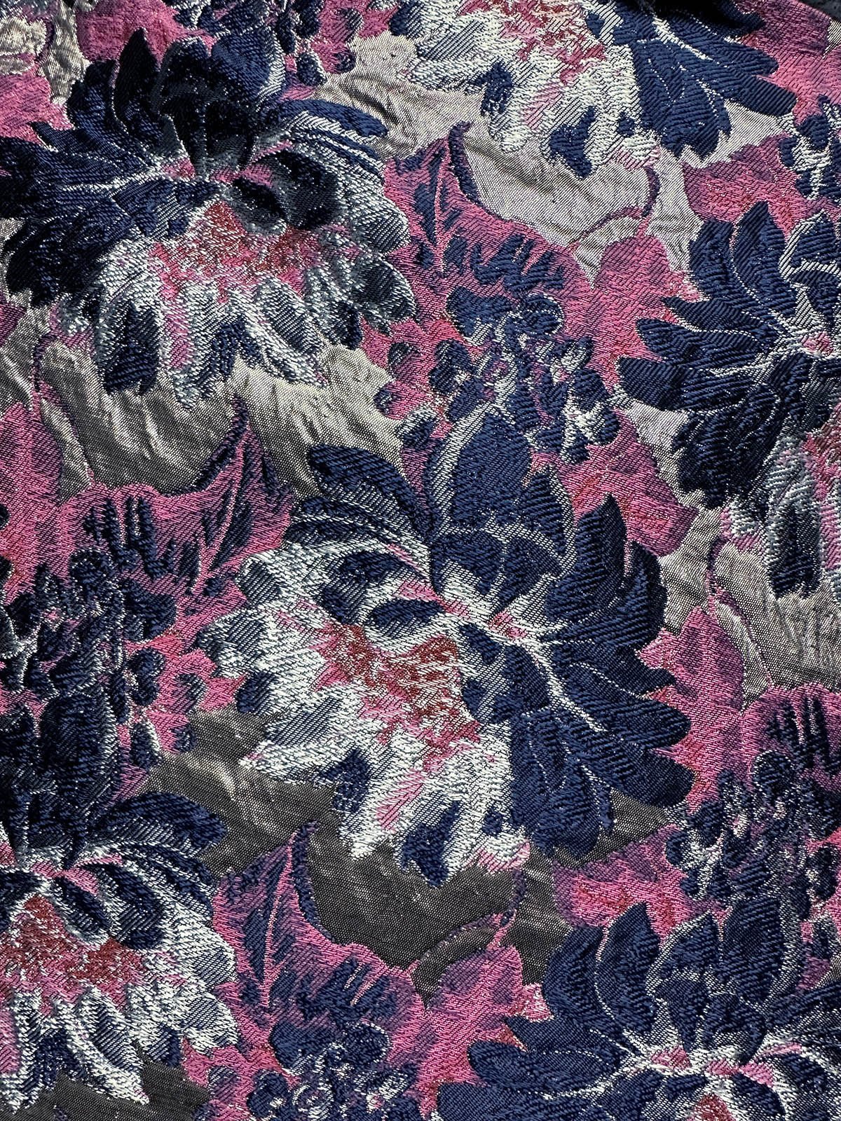 Blue Floral Brocade - L'Etoffe Fabrics LLC
