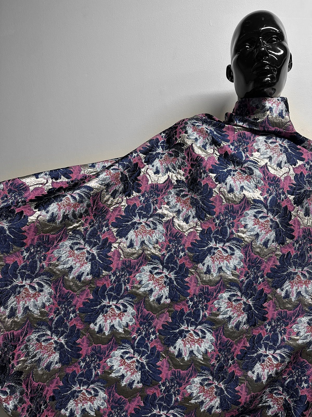 Blue Floral Brocade - L'Etoffe Fabrics LLC