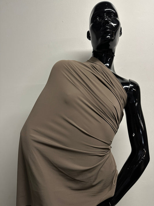 Body Con Semi Sheer 4 Way Spandex in Mushroom - L'Etoffe Fabrics LLC