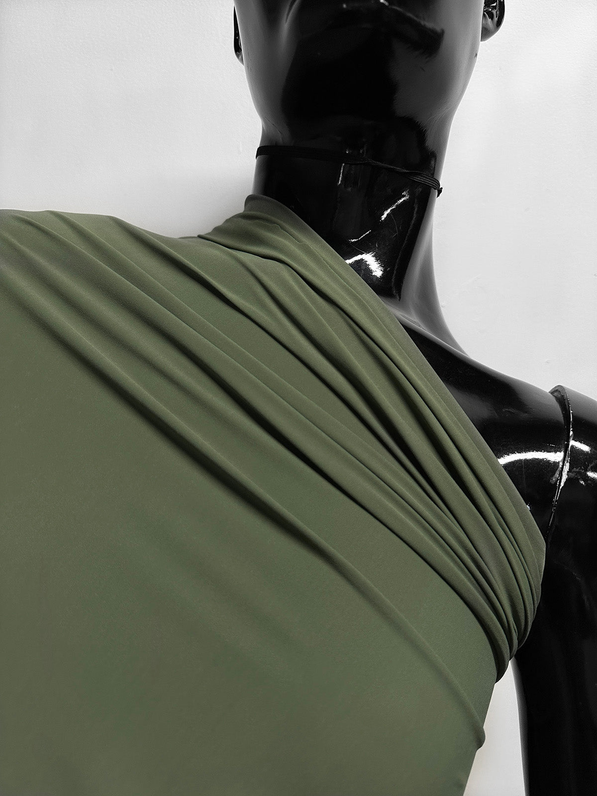 Body Con Semi SHeer 4 Way Stretch Jersey in Olive - L'Etoffe Fabrics LLC