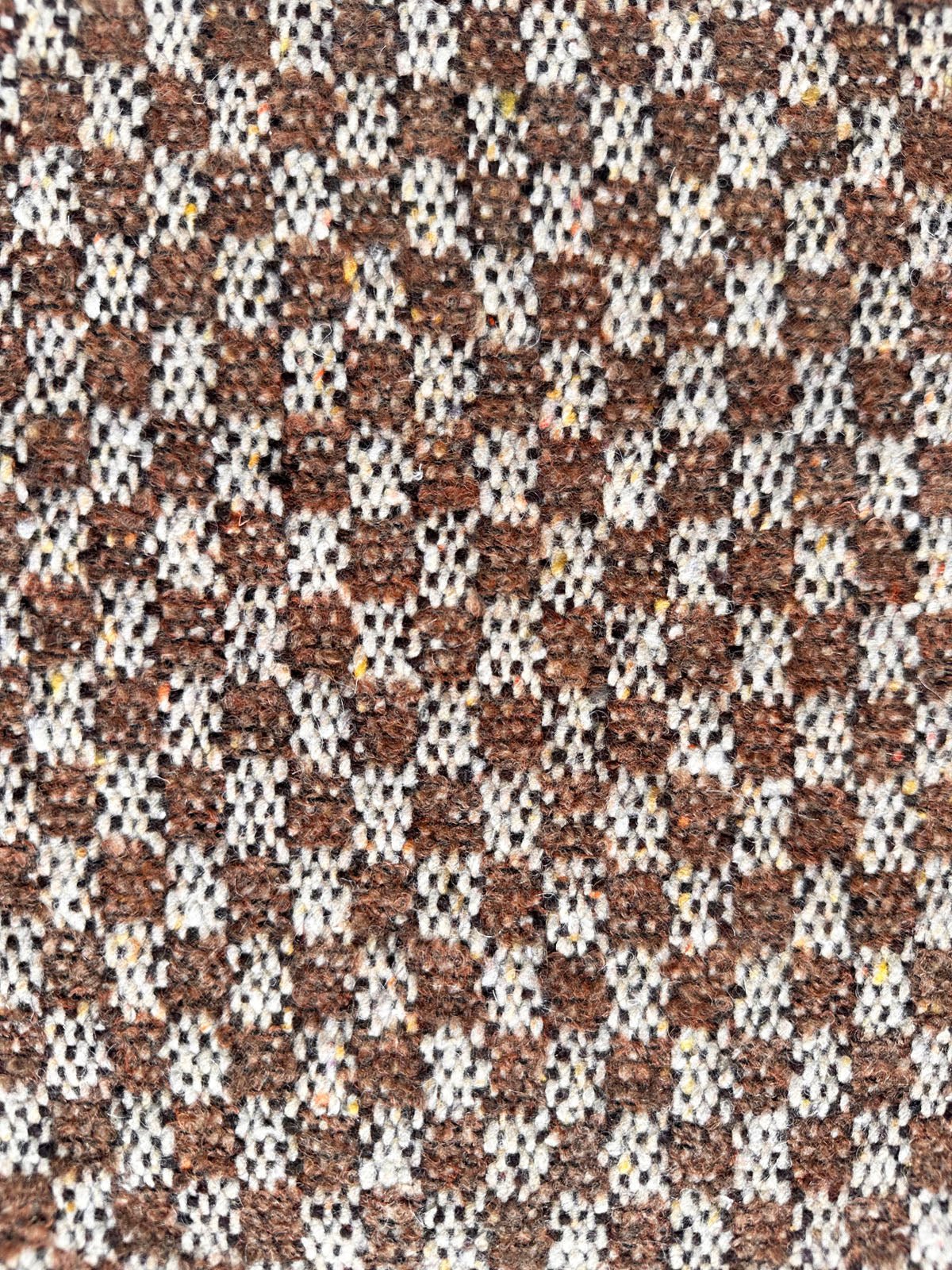 Brown Flecked Checkerboard Wool - L'Etoffe Fabrics LLC