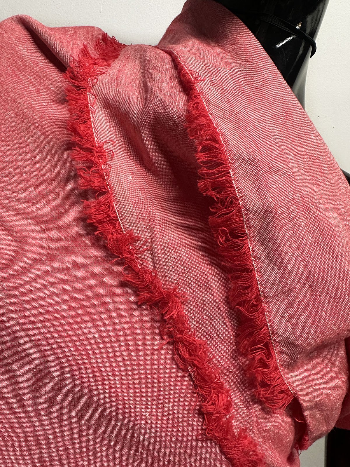 Cotton Linen Red Chambray Shirting - L'Etoffe Fabrics LLC