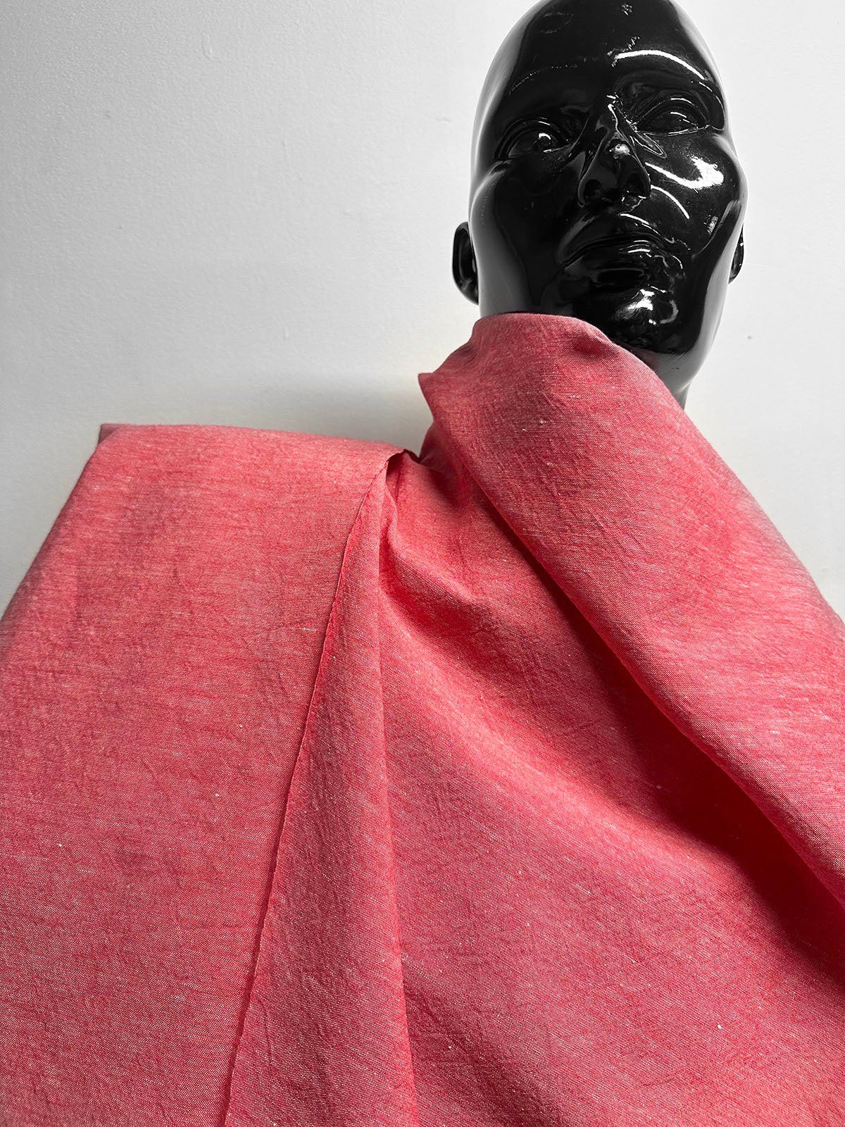 Cotton Linen Red Chambray Shirting - L'Etoffe Fabrics LLC