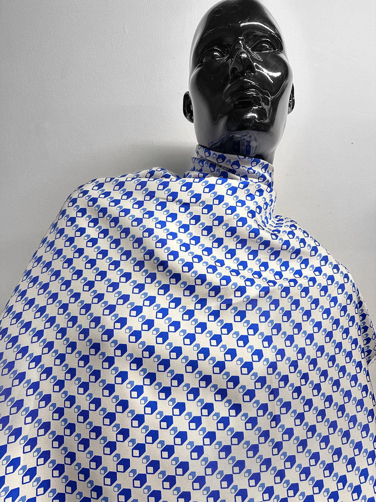 Cube Silk Twill Print Blue - L'Etoffe Fabrics LLC