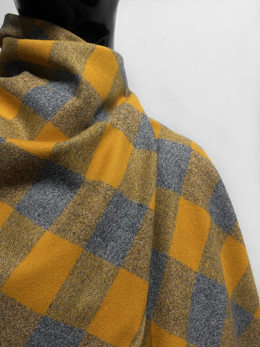 Deadstock Crepe Cotton Flannel Grey Mustard - L'Etoffe Fabrics LLC