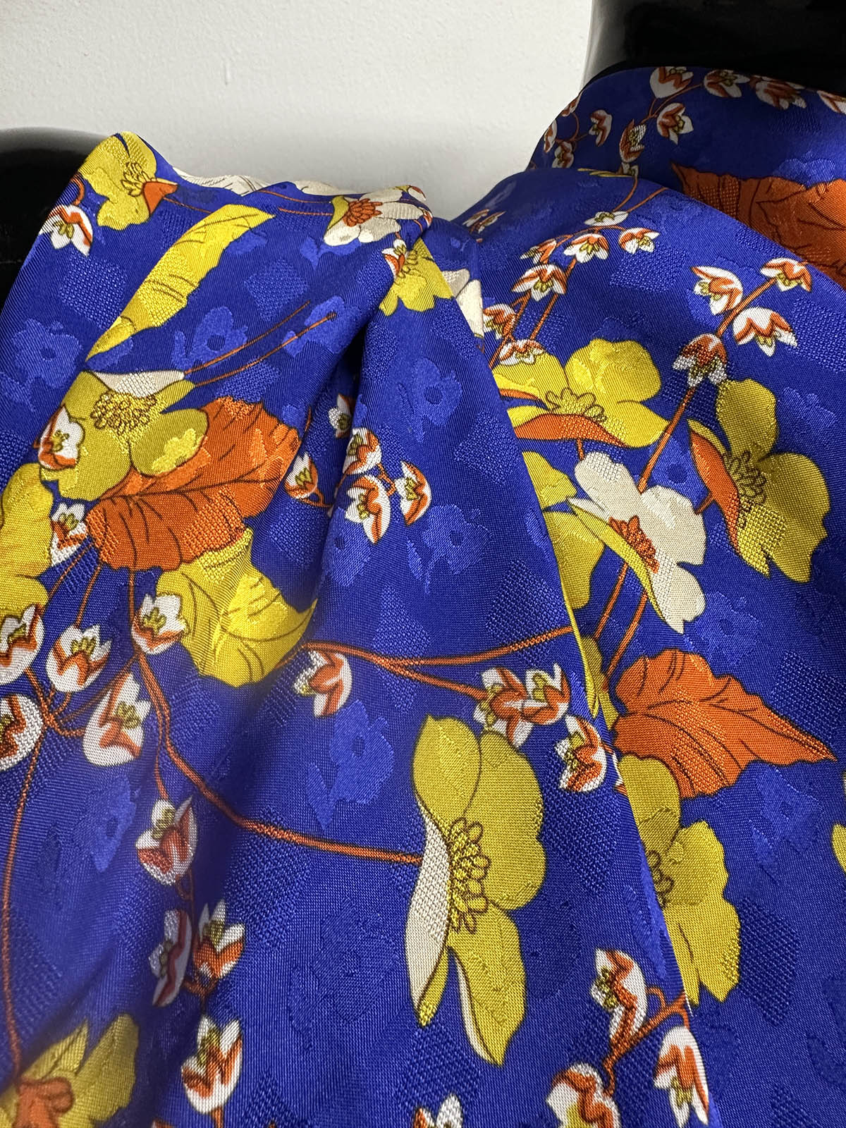 Decadent Floral Jacquard Sateen Rayon Dress Weight - L'Etoffe Fabrics LLC