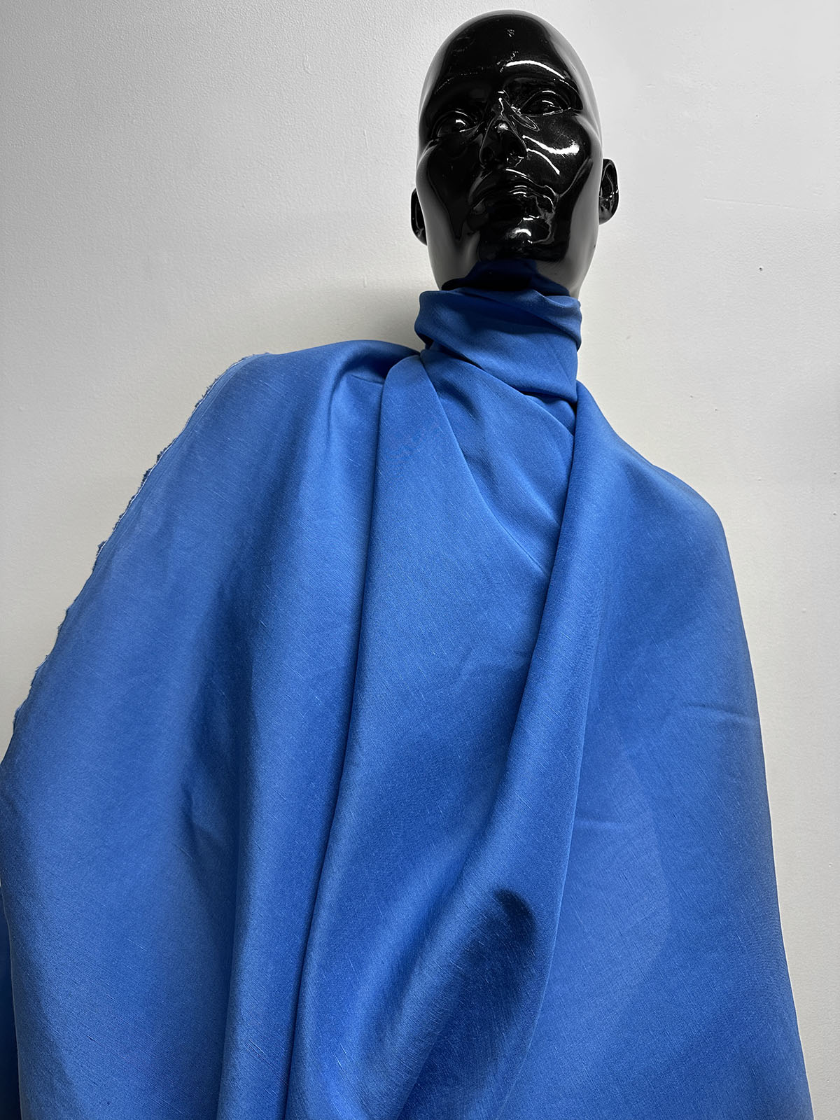 Deep Blue Linen Silk Dupioni - L'Etoffe Fabrics LLC