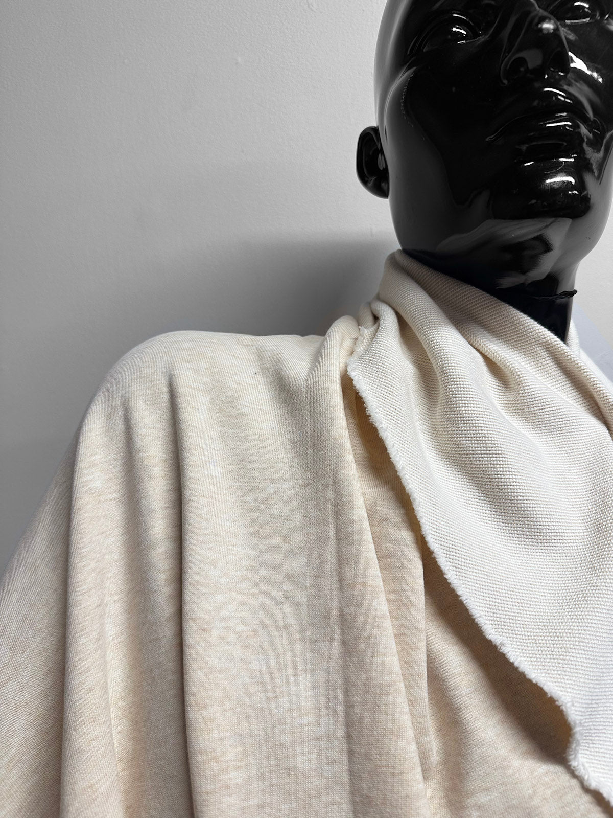 Designer Warm Oatmeal Melange French Terry - L'Etoffe Fabrics LLC