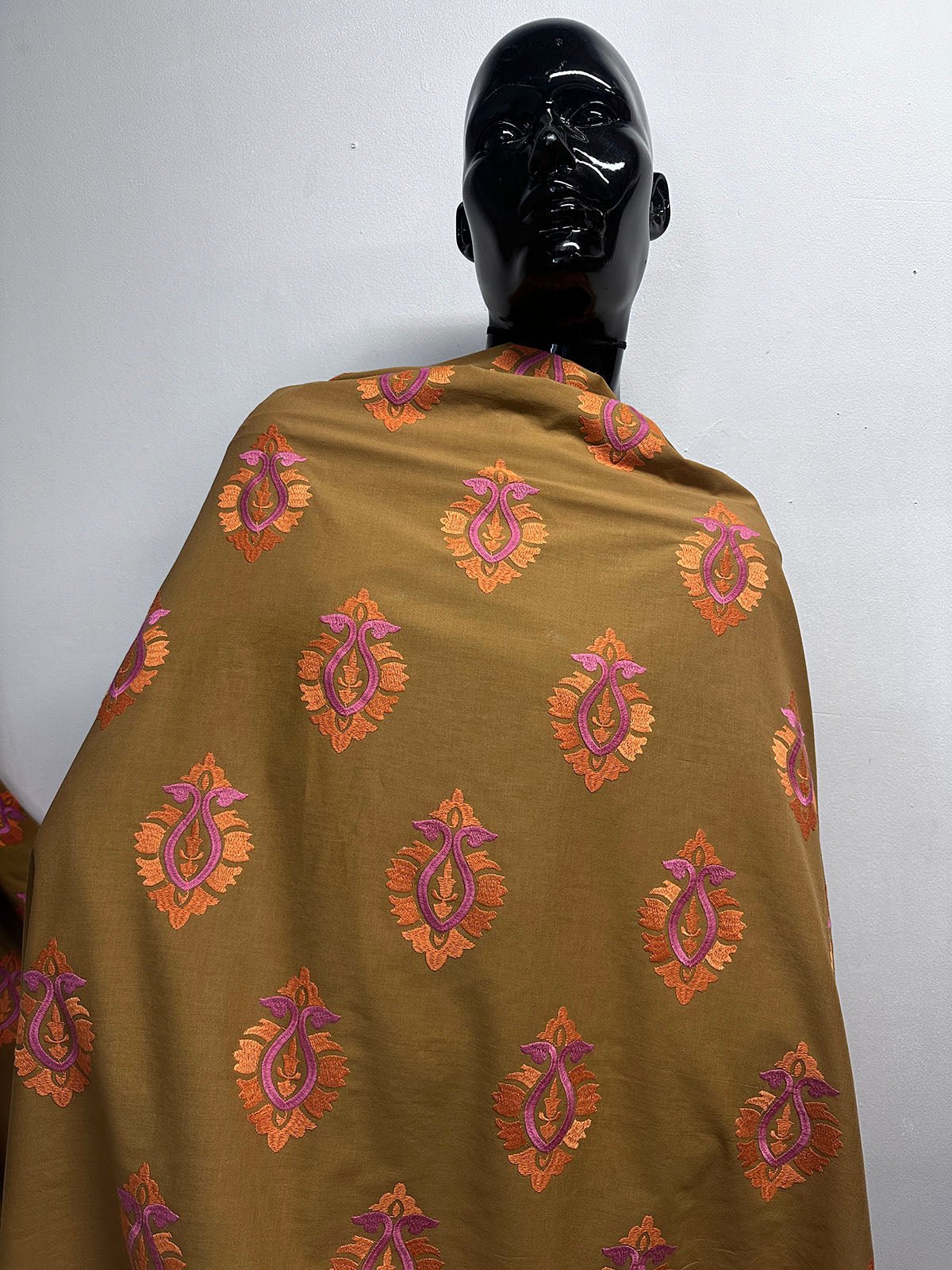 Embroidered Cotton with Indian Motif - L'Etoffe Fabrics LLC