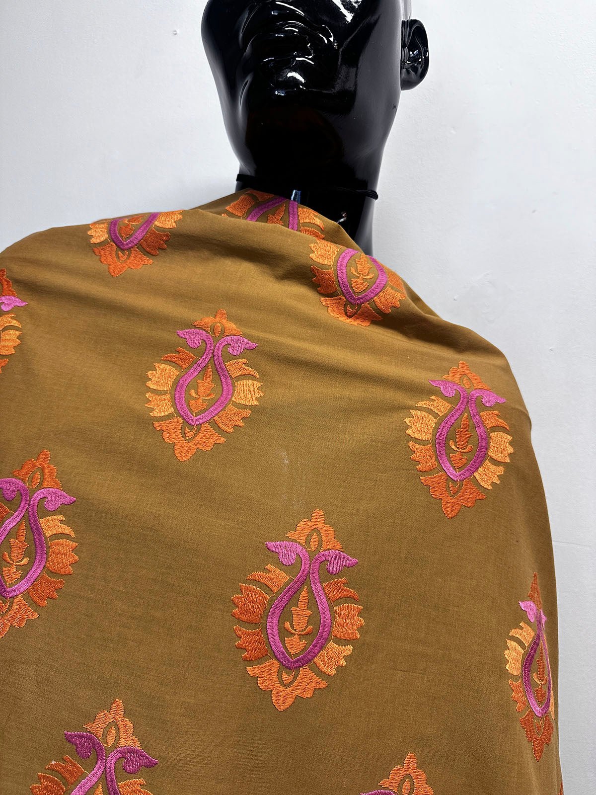 Embroidered Cotton with Indian Motif - L'Etoffe Fabrics LLC