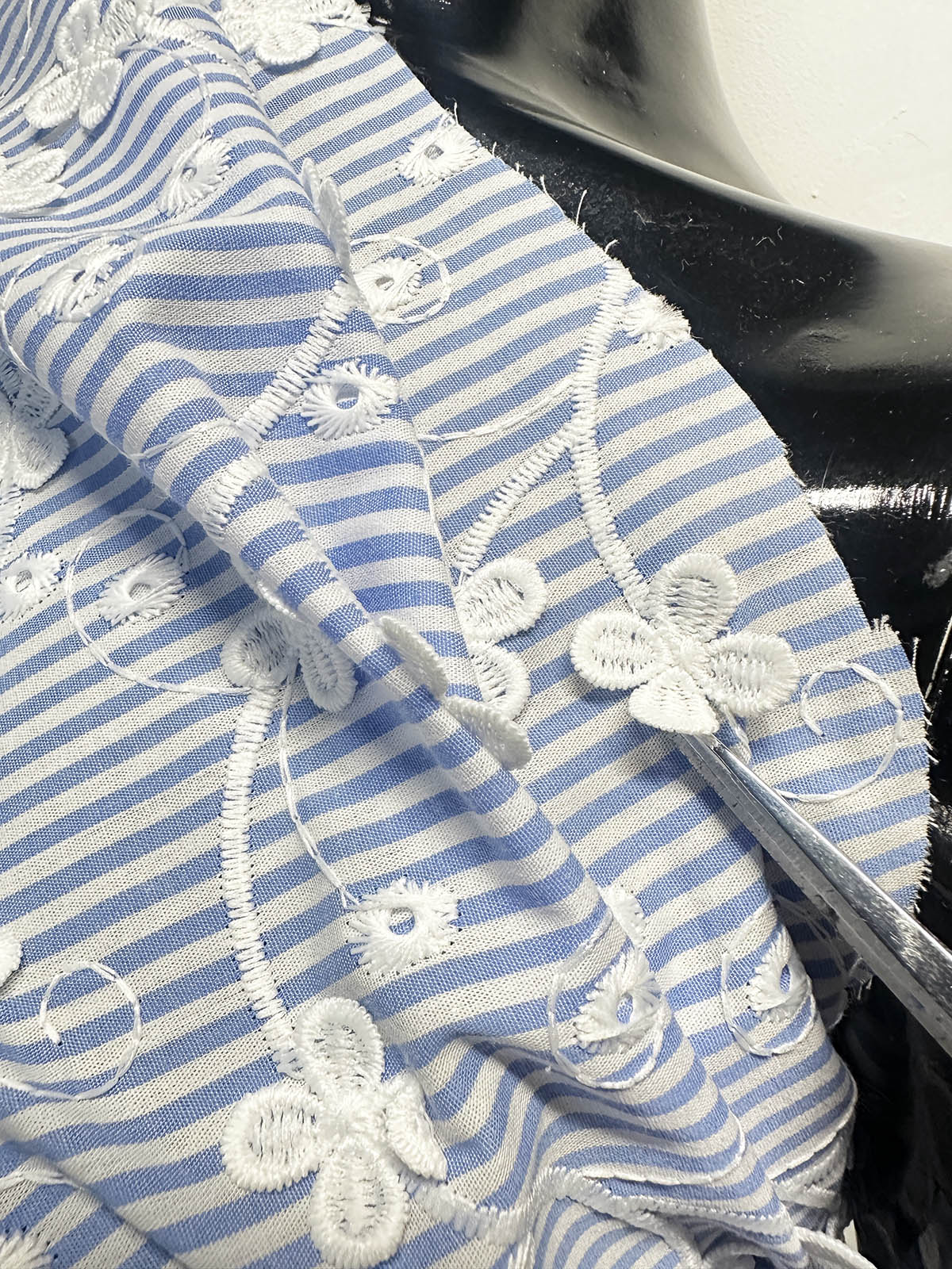 Extra Special Embroidered Striped Cotton Shirting - L'Etoffe Fabrics LLC