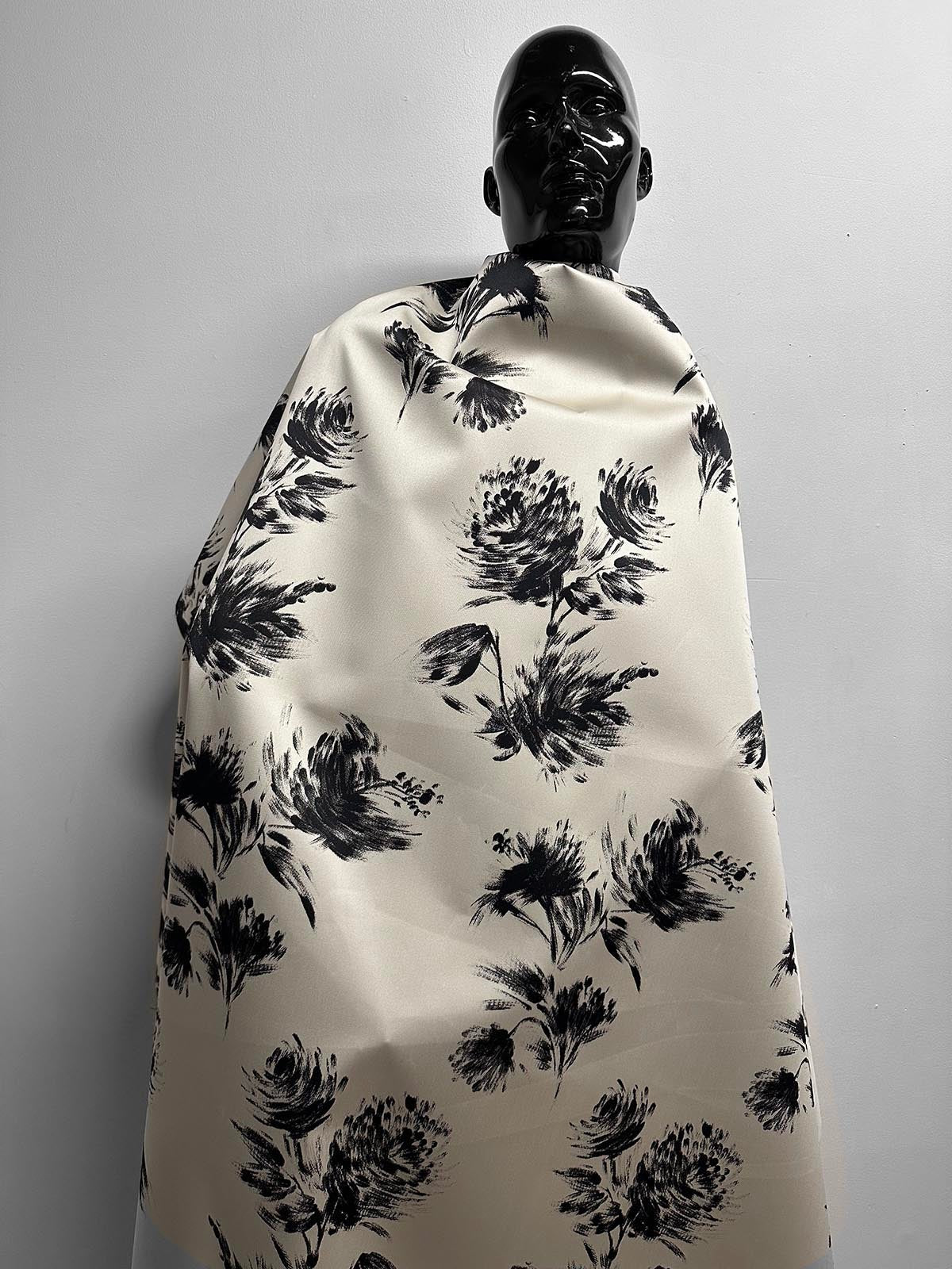 Floral Jacquard Raincoat Fabric Waterproof - Stone - L'Etoffe Fabrics LLC