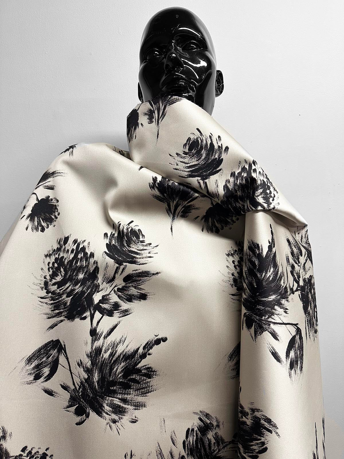 Floral Jacquard Raincoat Fabric Waterproof - Stone - L'Etoffe Fabrics LLC