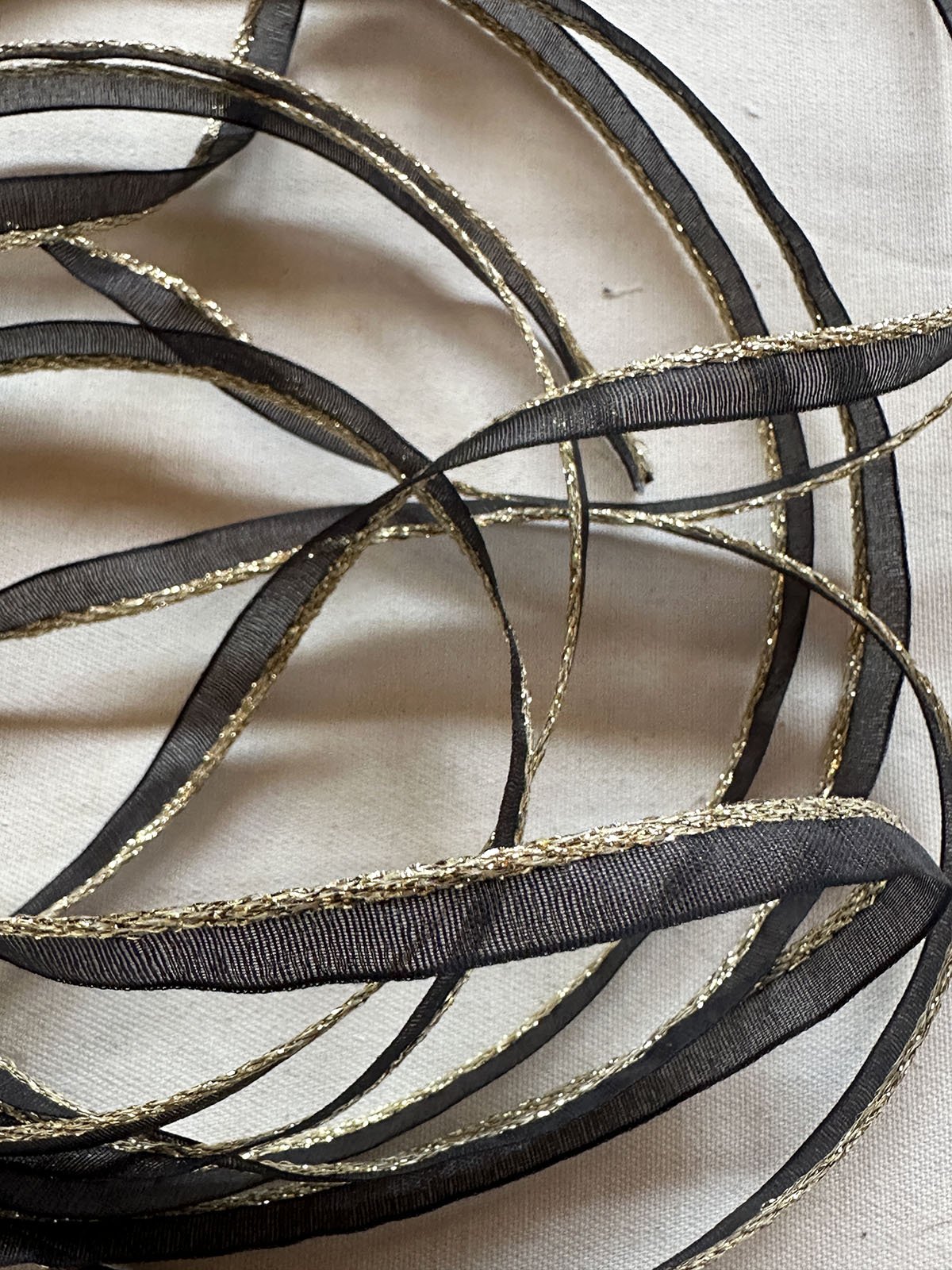 Gold Sparkle Black Organdy Piping - L'Etoffe Fabrics LLC