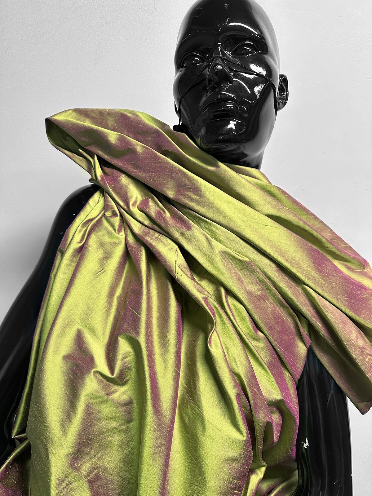 Iridescent Silk Dupioni Lime Fuchsia - L'Etoffe Fabrics LLC