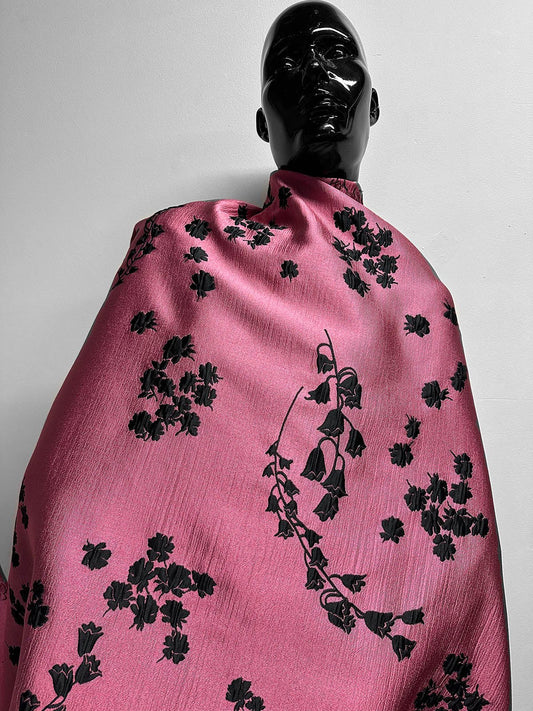 Italian Black Bramble Jacquard Rose Satin - L'Etoffe Fabrics LLC