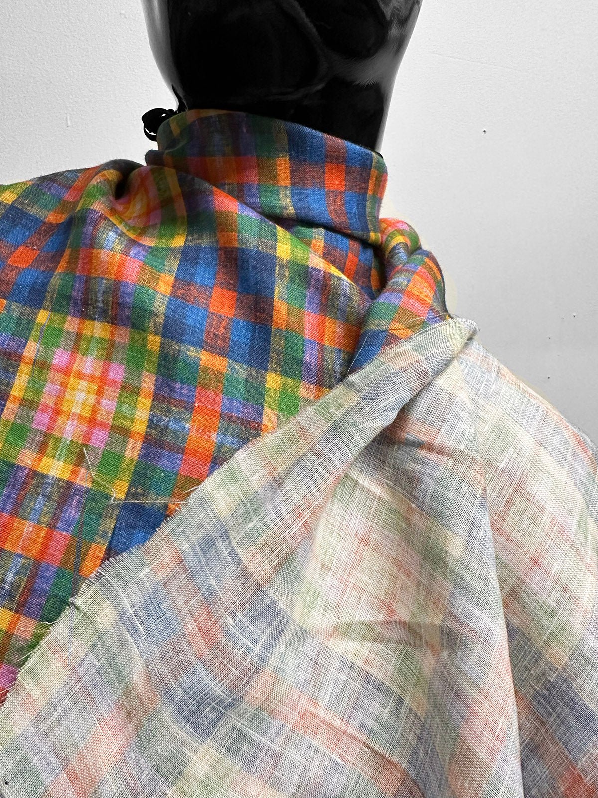 Italian Bright Plaid Cotton Linen Shirting - L'Etoffe Fabrics LLC