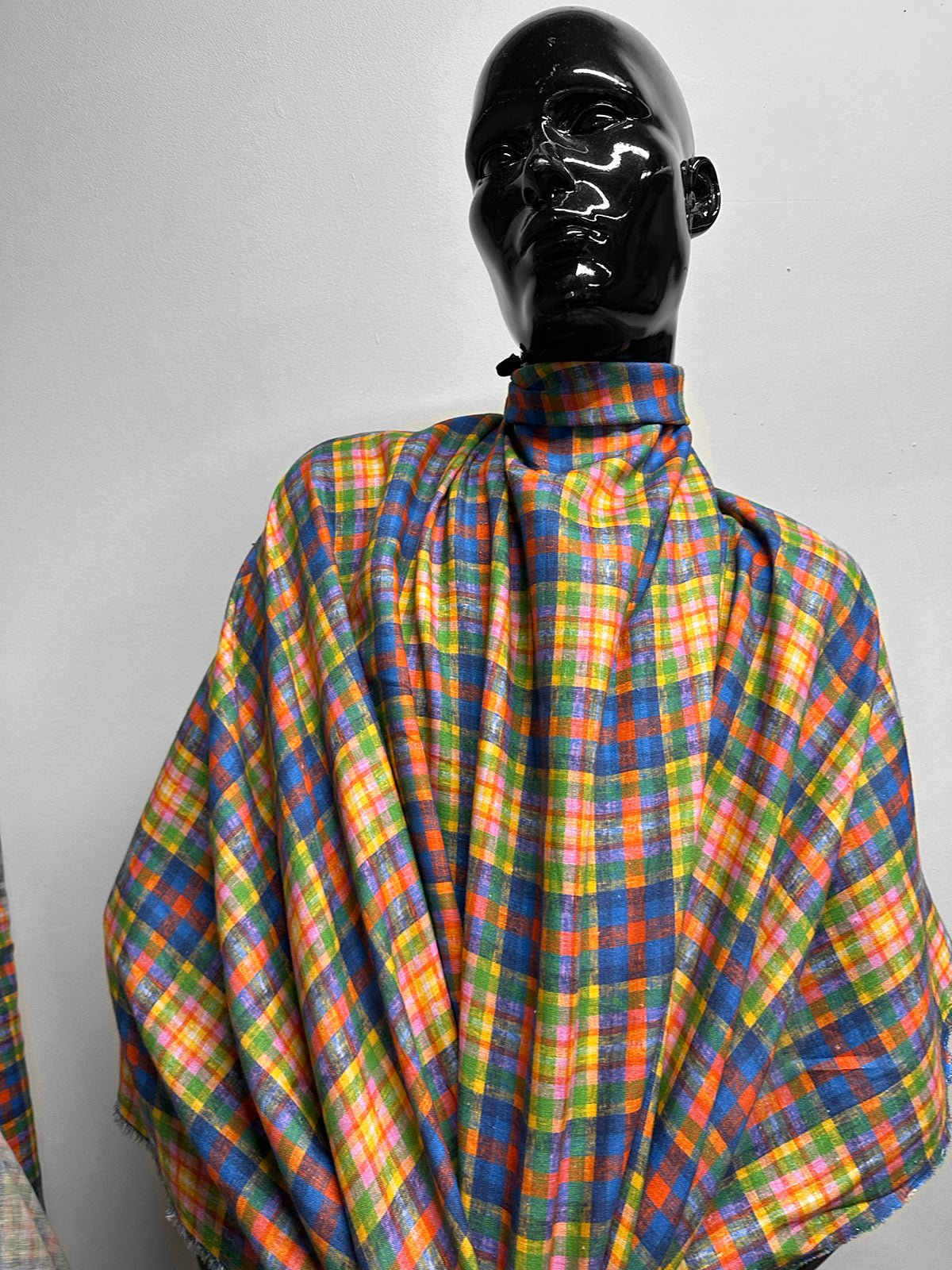 Italian Bright Plaid Cotton Linen Shirting - L'Etoffe Fabrics LLC