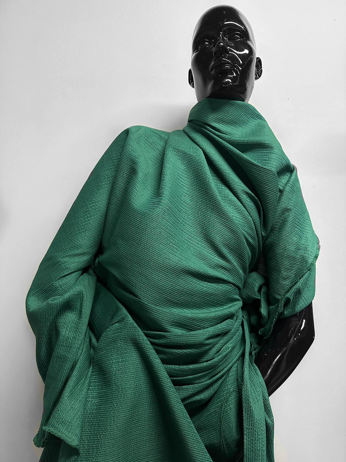 Italian Corded Texture Ramie Silk Emerald - L'Etoffe Fabrics LLC
