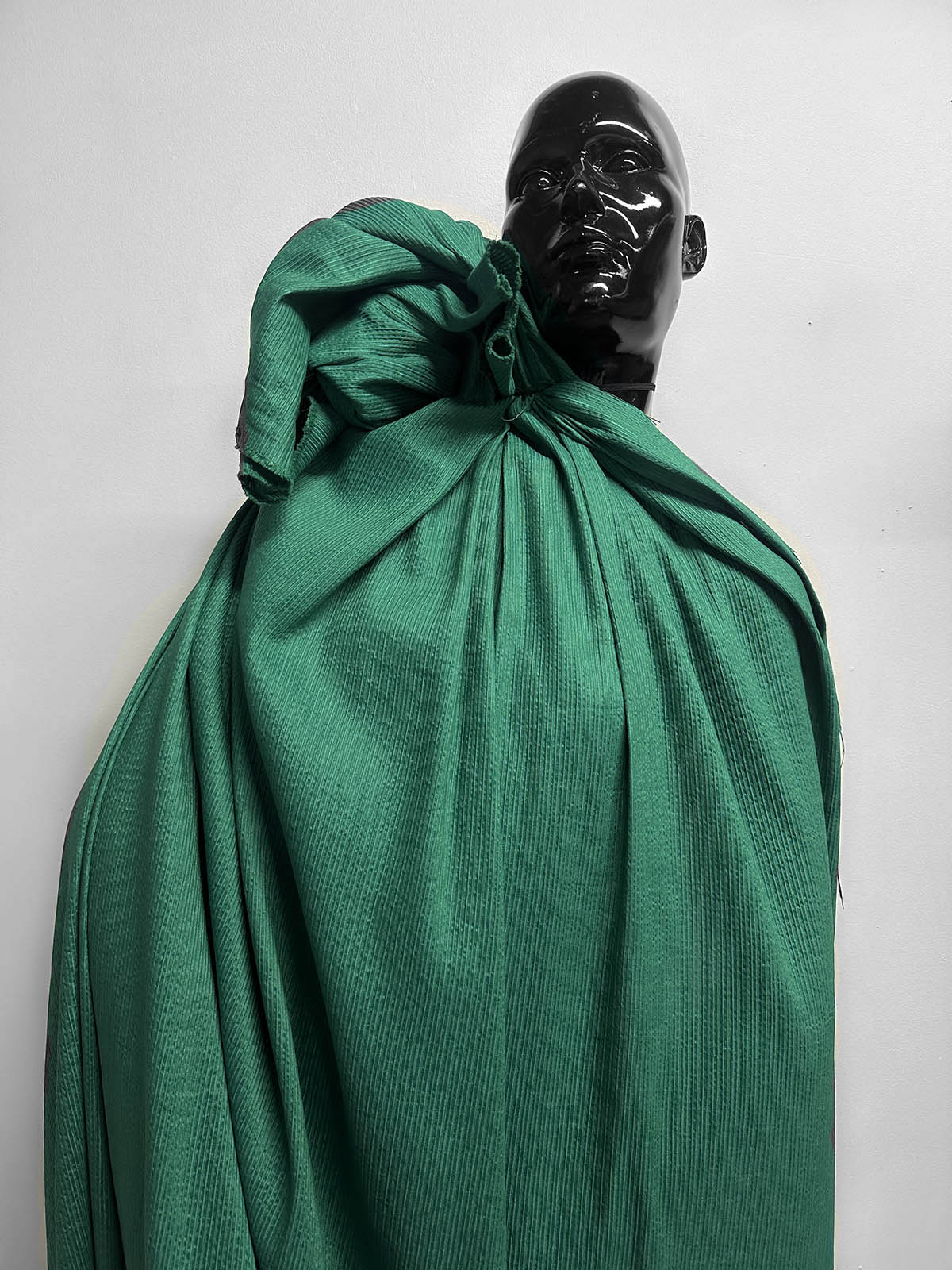 Italian Corded Texture Ramie Silk Emerald - L'Etoffe Fabrics LLC