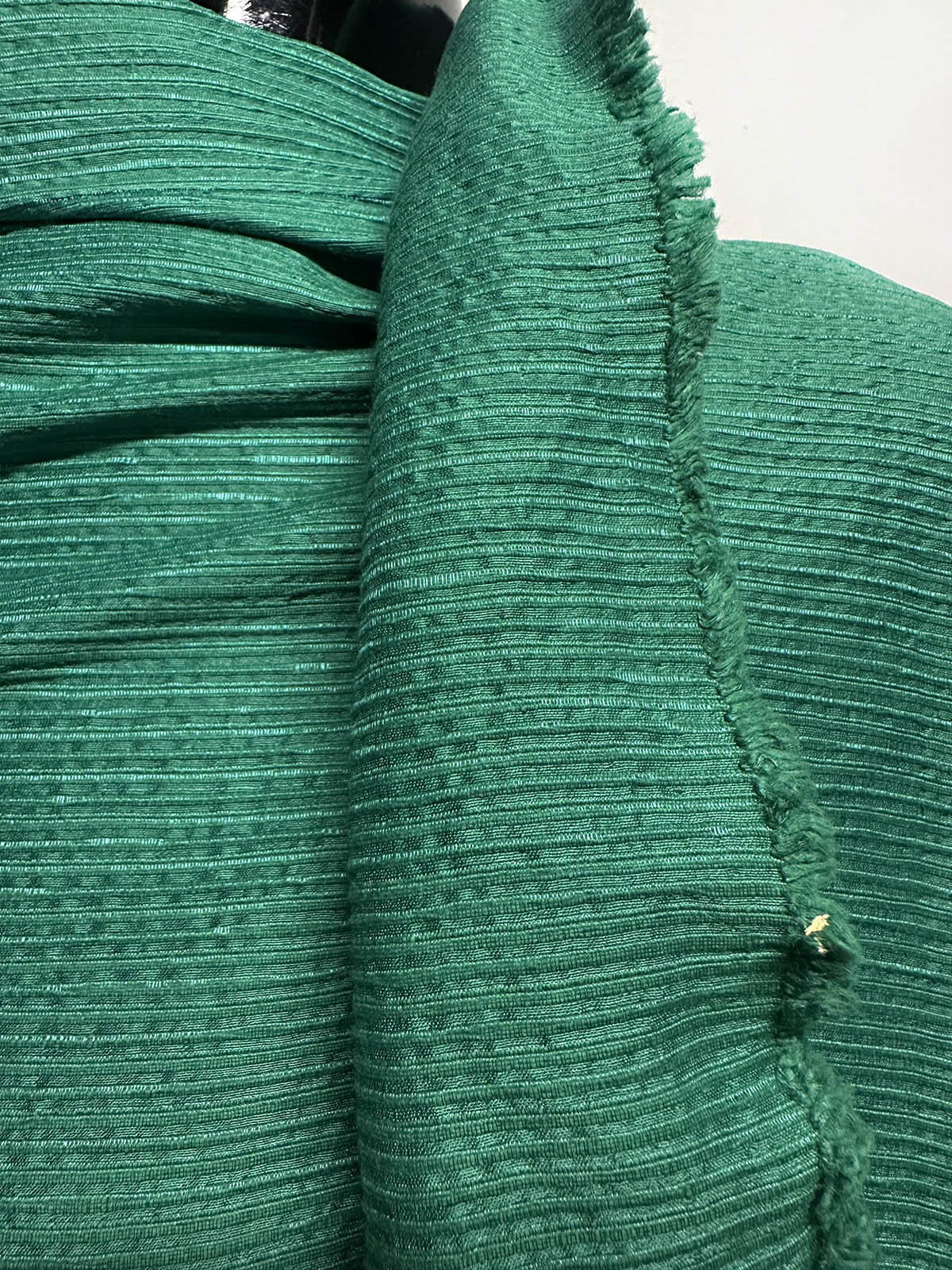 Italian Corded Texture Ramie Silk Emerald - L'Etoffe Fabrics LLC