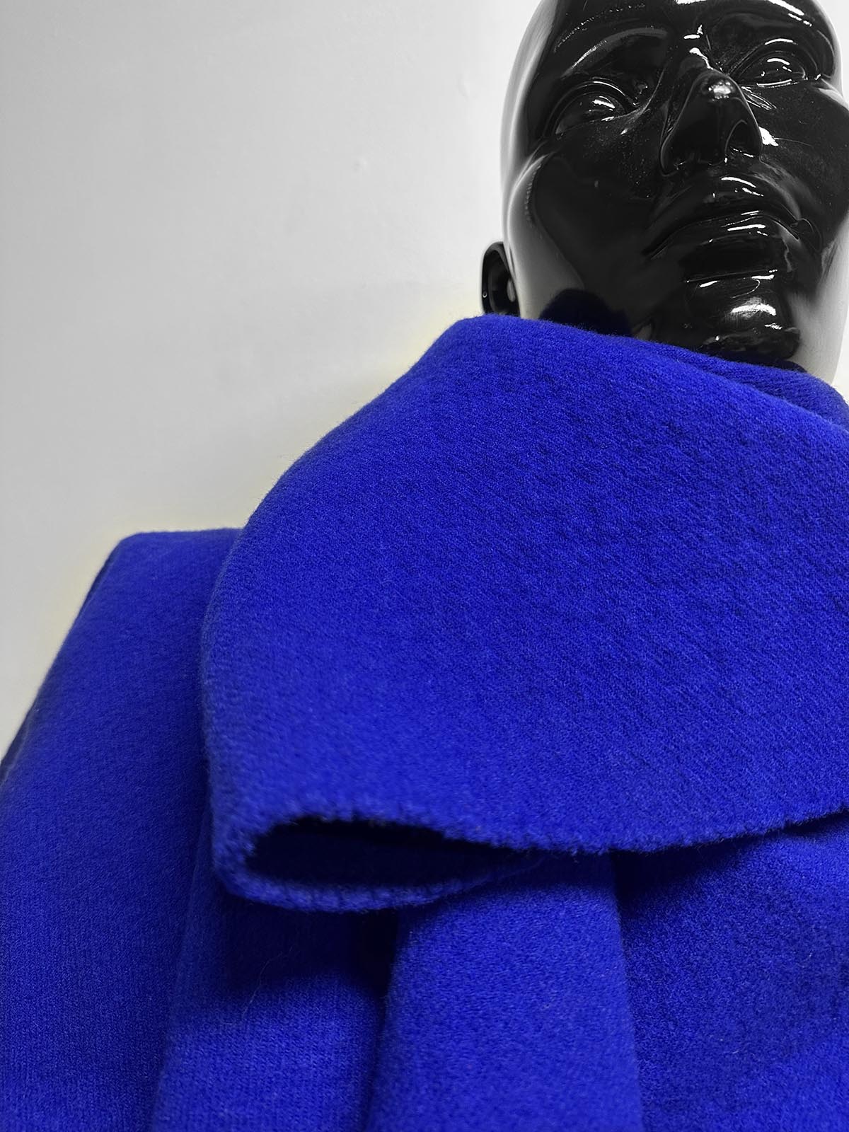 Italian Electric Blue Boiled Wool Cashmere Double Coating Fabric - L'Etoffe Fabrics LLC