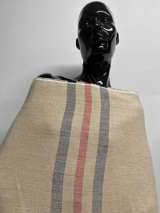 Italian Flax Striped Linen Canvas - L'Etoffe Fabrics LLC