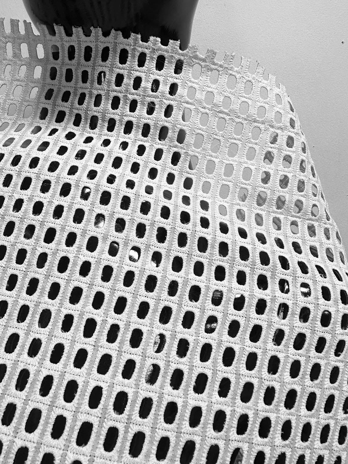 Italian Graphic White Eyelet Cotton - L'Etoffe Fabrics LLC