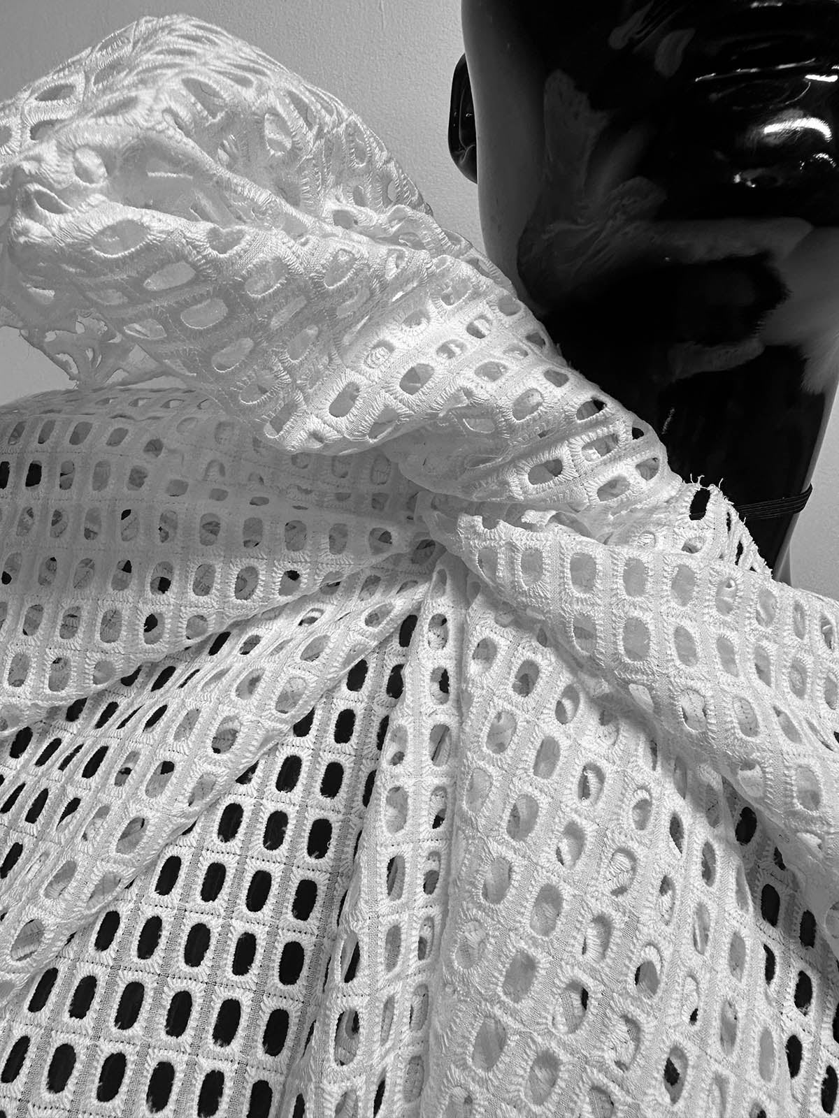 Italian Graphic White Eyelet Cotton - L'Etoffe Fabrics LLC