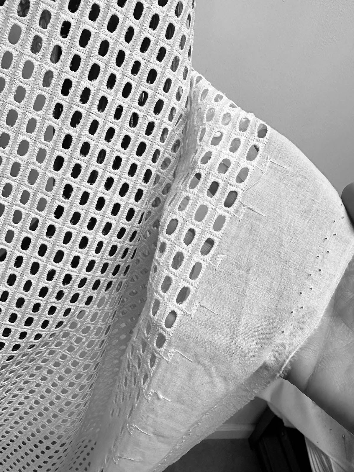 Italian Graphic White Eyelet Cotton - L'Etoffe Fabrics LLC
