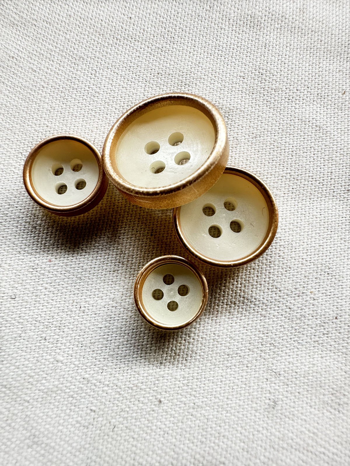 Italian Ivory Brass Rimmed Shirts Buttons - L'Etoffe Fabrics LLC