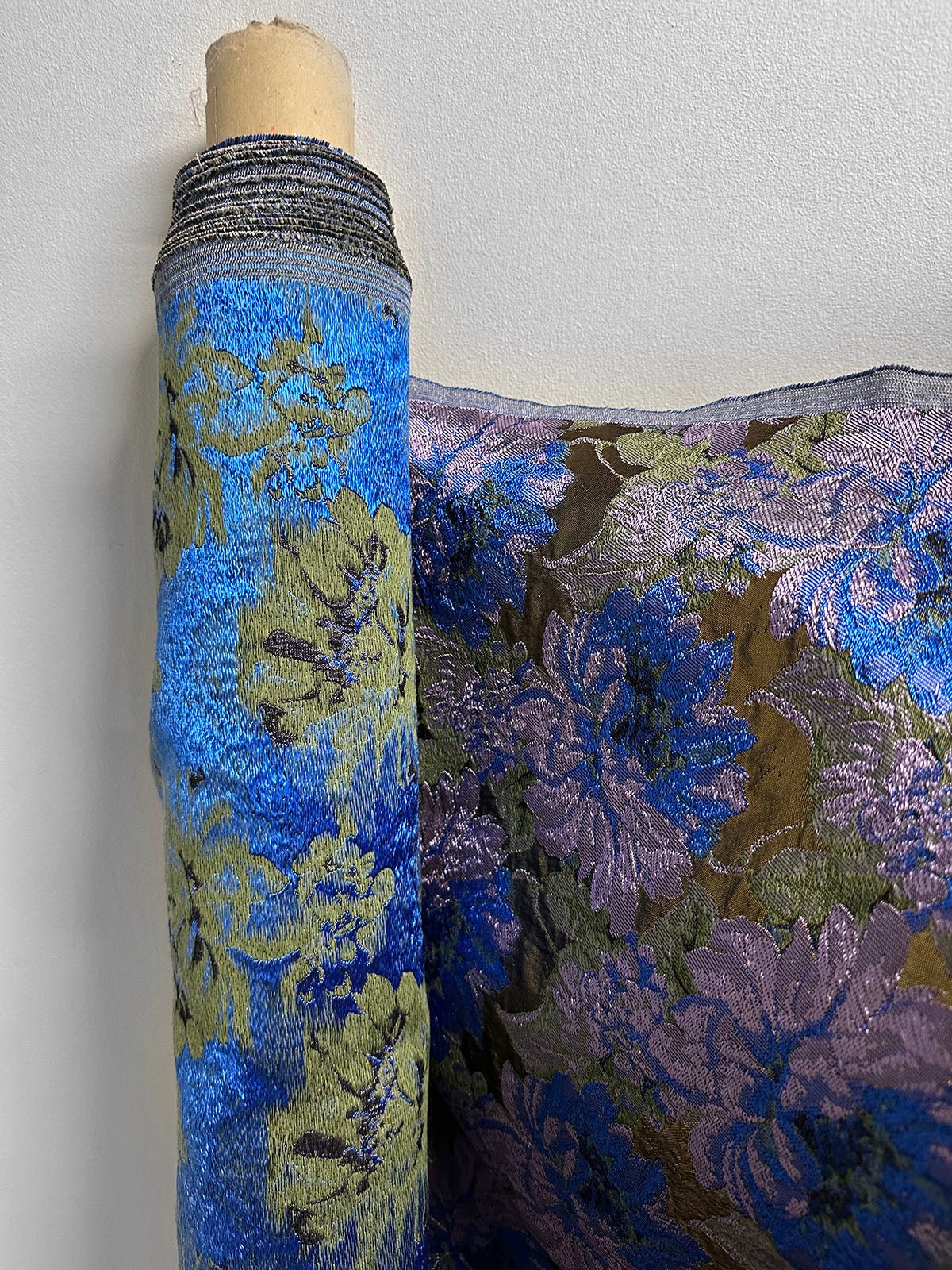 Italian Lavender Olive Satin Brocade - L'Etoffe Fabrics LLC