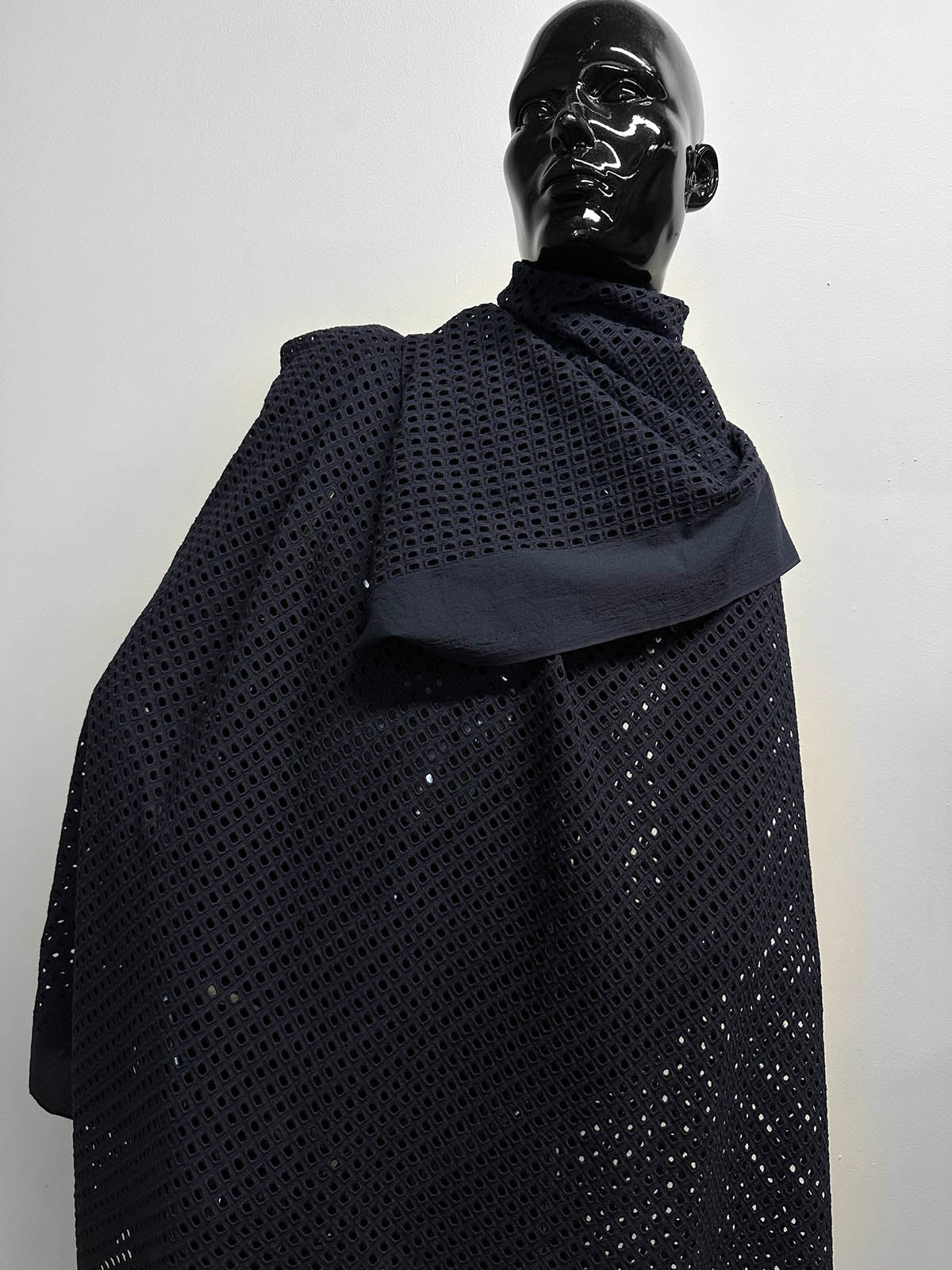 Italian Navy Graphic Cotton Eyelet - L'Etoffe Fabrics LLC
